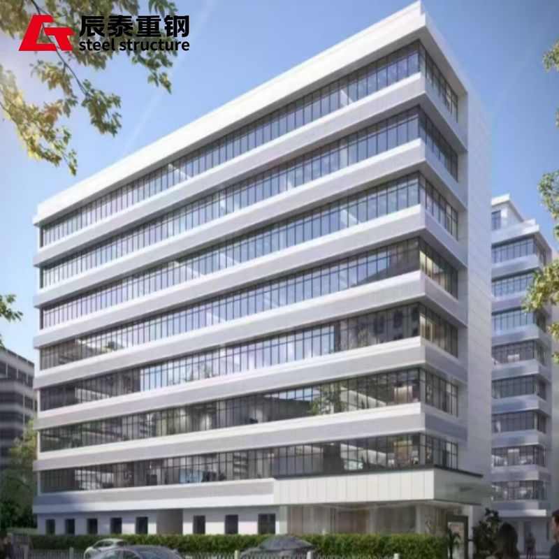 Multi Storey Prefabricated Steel Structure Office Building With EPS Big Wave Tile Roof And Engineer Instruction