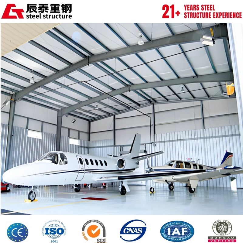 Custom solution galvanized anti-corrosion portal steel frame aircraft hangar construction