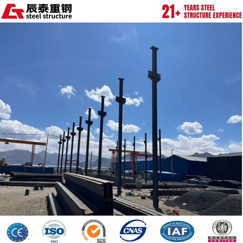 Large-span column-free space portal steel frame structure warehouse