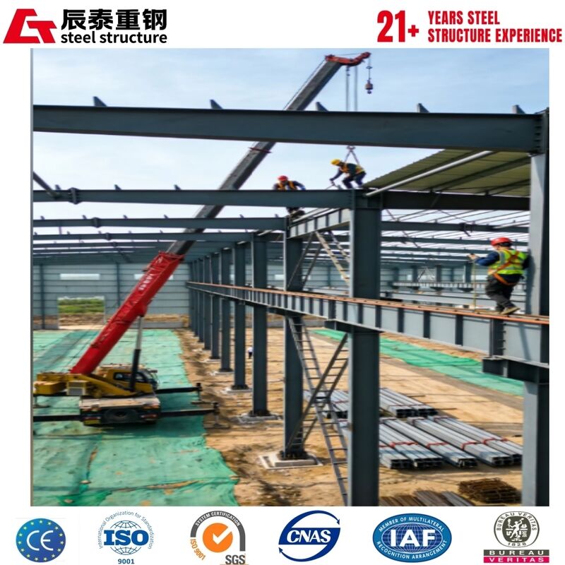 Hot DIP Galvanized Steel Building Workshop Featuring Optional Crane Suitable for Warehousing Manufacturing and Storage