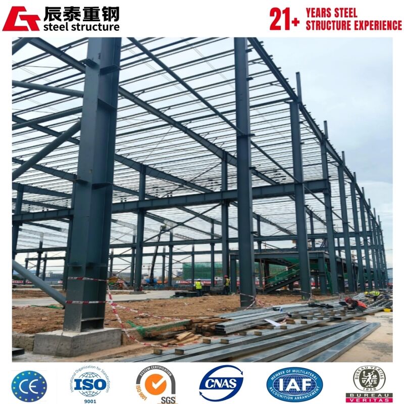 Hot DIP Galvanized Steel Building Workshop Featuring Optional Crane Suitable for Warehousing Manufacturing and Storage
