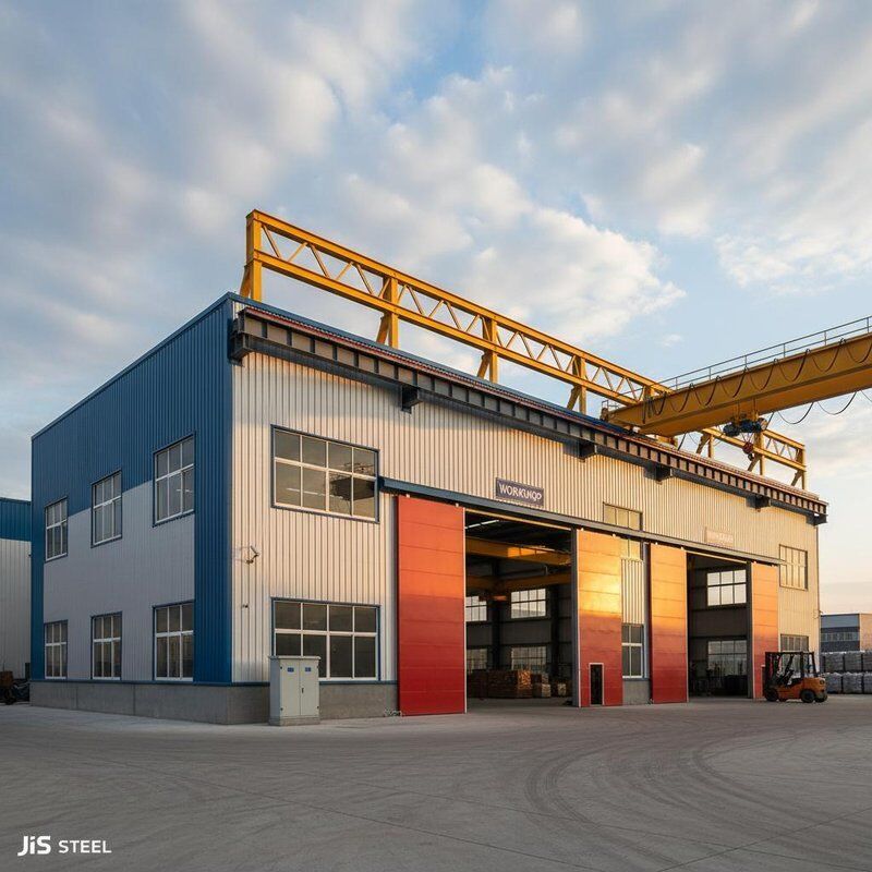 JIS Steel Building Workshop Featuring Optional Crane Steel Structure Workshop Suitable for Manufacturing and Material Storage