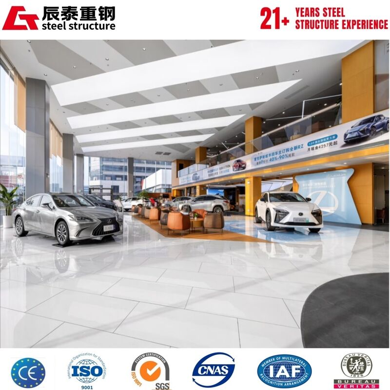 Prefabricated Steel Structure Exhibition Hall with 50 Years Service Life, Galvanized/Painted Anti-Corrosion, and Large Span Column-Free Design