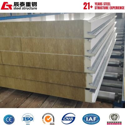 Polyurethane Edge Sealing Rock Wool Sandwich Board For Walls And Roofs